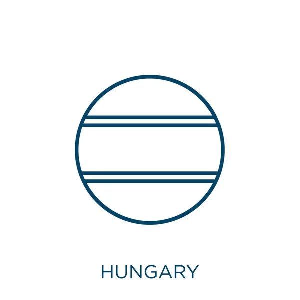 Węgierska Ikona Cienki Liniowy Węgierski Zarys Ikony Odizolowany Białym Tle — Wektor stockowy