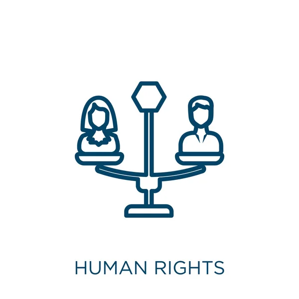 Ikonen För Mänskliga Rättigheter Tunn Linjär Människorättsikon Isolerad Vit Bakgrund — Stock vektor