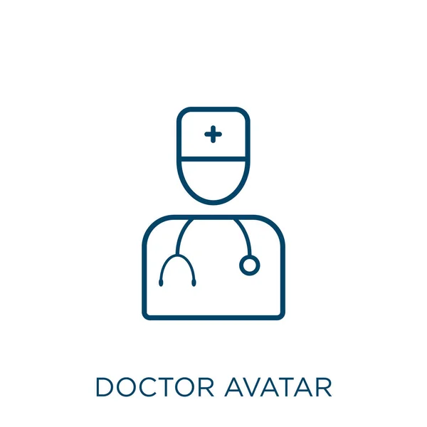 Icono Avatar Médico Icono Delgada Línea Avatar Médico Lineal Contorno — Archivo Imágenes Vectoriales