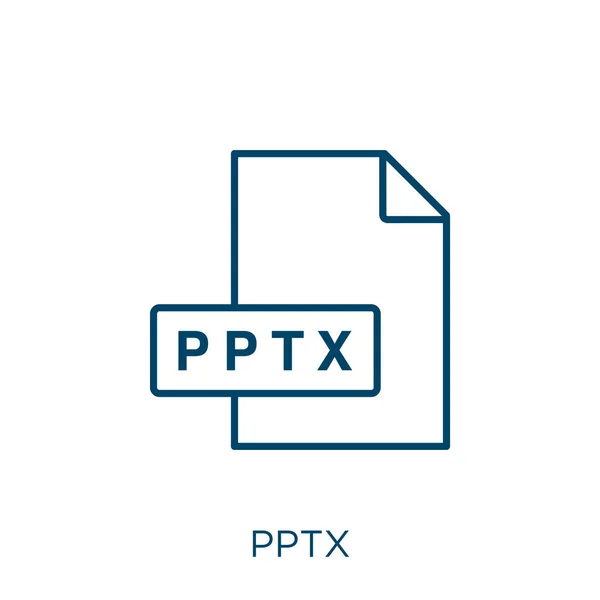 Значок Pptx Тонкий Линейный Значок Контура Pptx Изолирован Белом Фоне — стоковый вектор