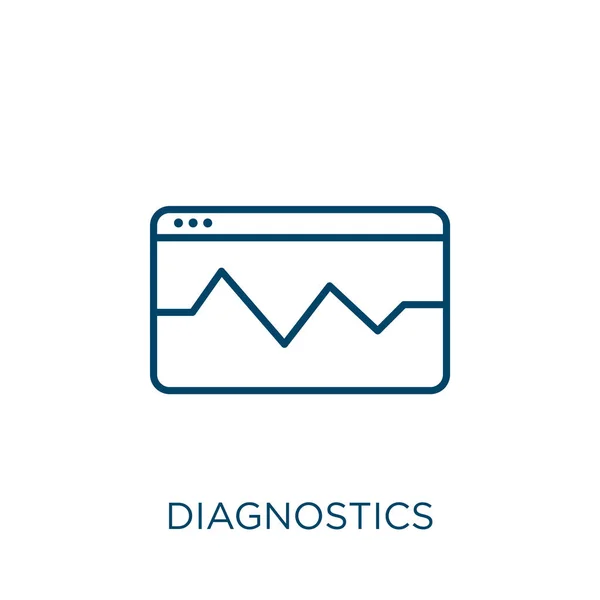 Diagnose Ikone Thin Lineare Diagnose Umreißt Symbol Isoliert Auf Weißem — Stockvektor