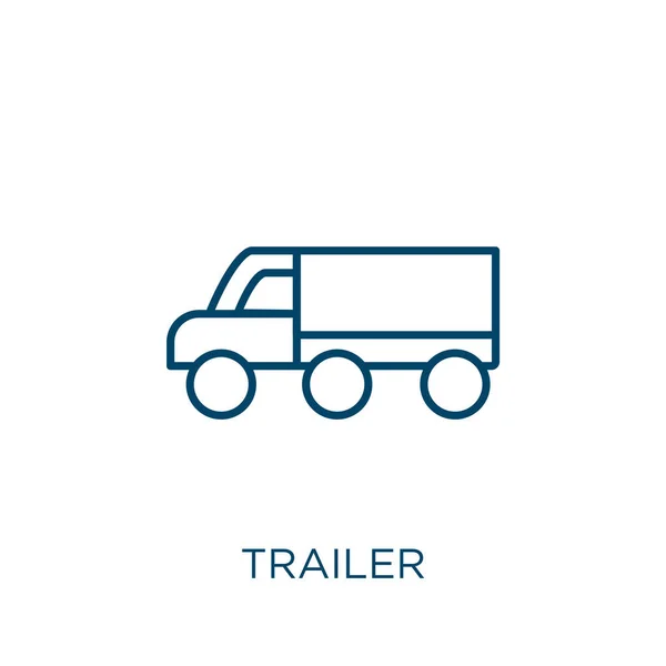 拖车图标 在白色背景上孤立的细长线形拖车轮廓图标 线向量拖车标志 网络和移动符号 — 图库矢量图片