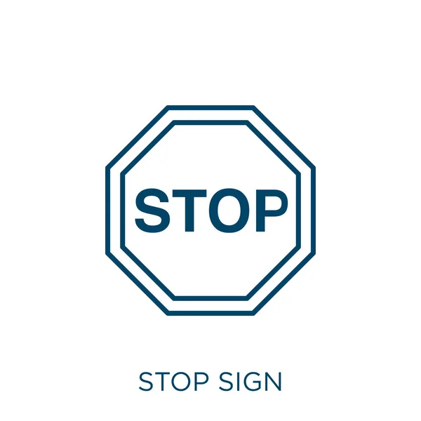 Stop Signo Icono Signo Stop Lineal Delgado Icono Contorno Aislado — Vector de stock