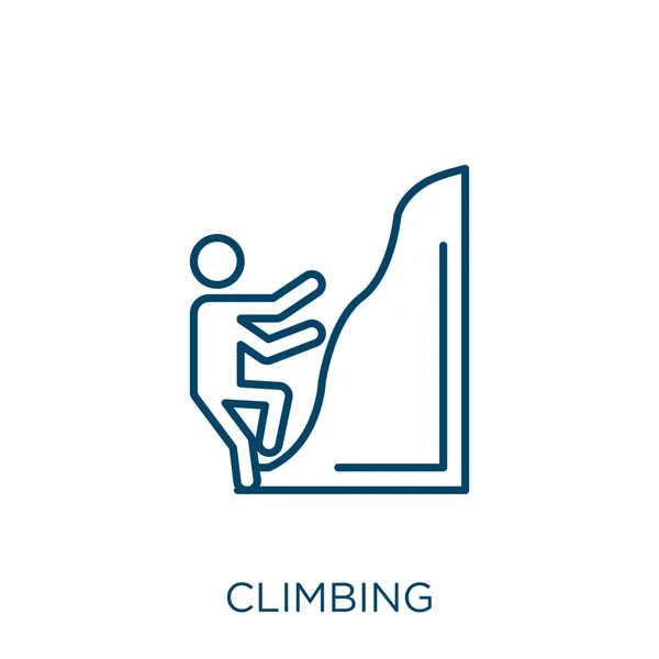 Tırmanma Ikonu Beyaz Zemin Üzerinde Izole Edilmiş Ince Doğrusal Tırmanış — Stok Vektör