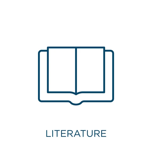 Literatuuricoon Dunne Lineaire Literatuur Schets Icoon Geïsoleerd Witte Achtergrond Lijnvector — Stockvector