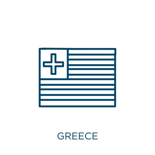 Ícone Grécia Ícone Contorno Greece Linear Fino Isolado Fundo Branco — Vetor de Stock