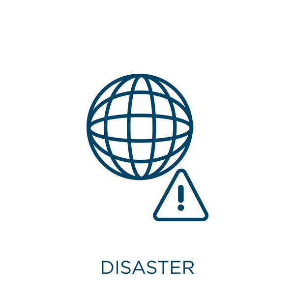 Disaster Icon Thin Linear Disaster Outline Icon Isolated White Background — Stock Vector