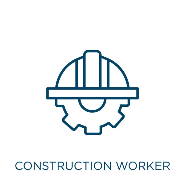 Construction Worker Icon Thin Linear Construction Worker Outline Icon Isolated — Stock Vector