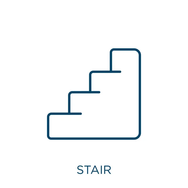 Stair Icon Thin Linear Stair Outline Icon Isolated White Background — Stock Vector