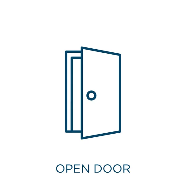 Open Door Icon Thin Linear Open Door Outline Icon Isolated — Stock Vector