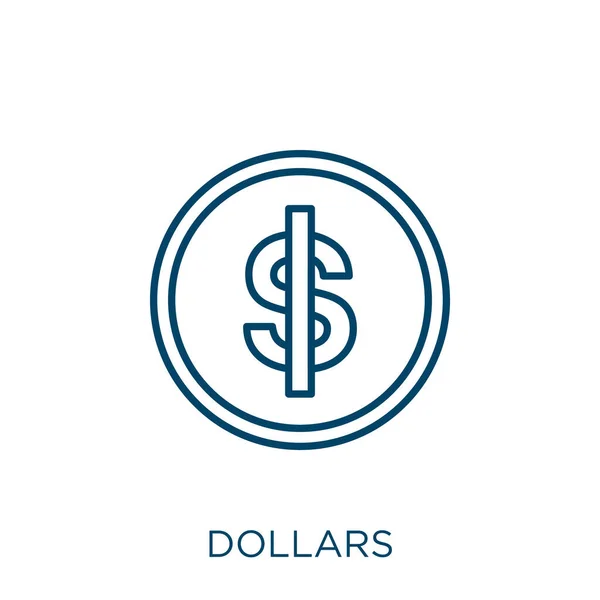 Ícone Dólares Ícone Contorno Dólares Lineares Finos Isolado Fundo Branco — Vetor de Stock