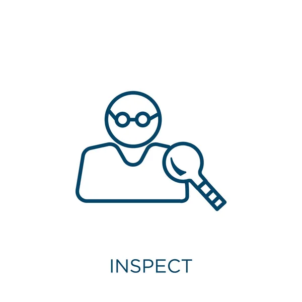 Inspecteer Het Pictogram Dunne Lineaire Inspecteren Omtrek Pictogram Geïsoleerd Witte — Stockvector