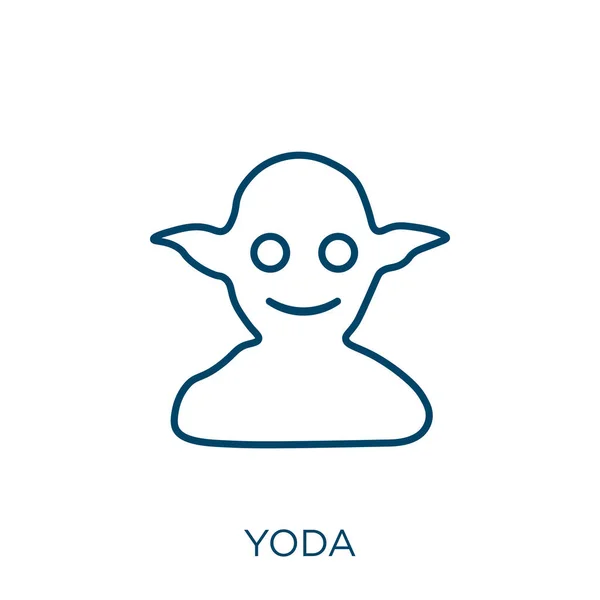 Yoda Ikonen Tunn Linjär Yoda Kontur Ikon Isolerad Vit Bakgrund — Stock vektor