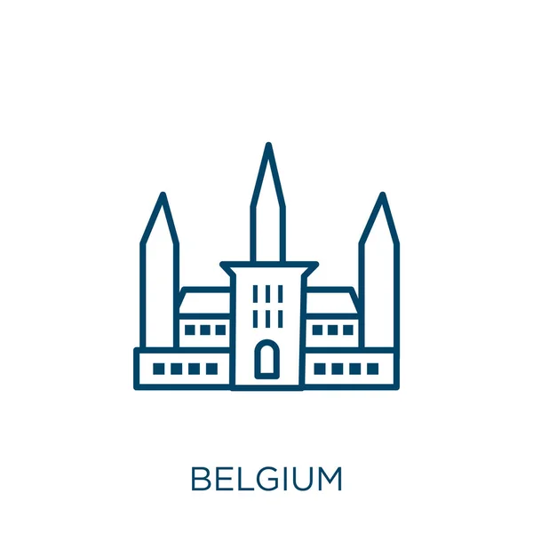 Belgium Icon Thin Linear Belgium Outline Icon Isolated White Background — Stock Vector