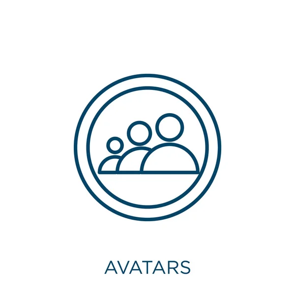 Avatarların Simgesi Nce Doğrusal Avatarların Ana Hatları Beyaz Arkaplanda Izole — Stok Vektör