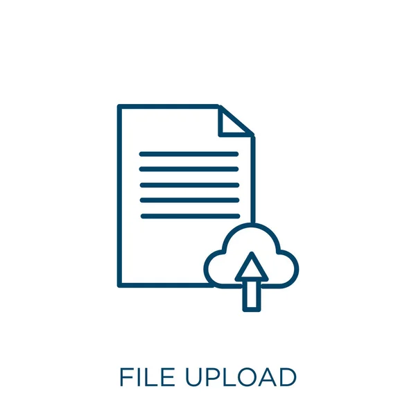 Icône Téléchargement Fichiers Fichier Linéaire Mince Upload Icône Contour Isolé — Image vectorielle