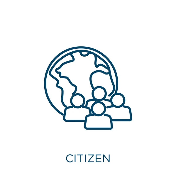 Ícone Cidadão Ícone Contorno Cidadão Linear Fino Isolado Fundo Branco — Vetor de Stock