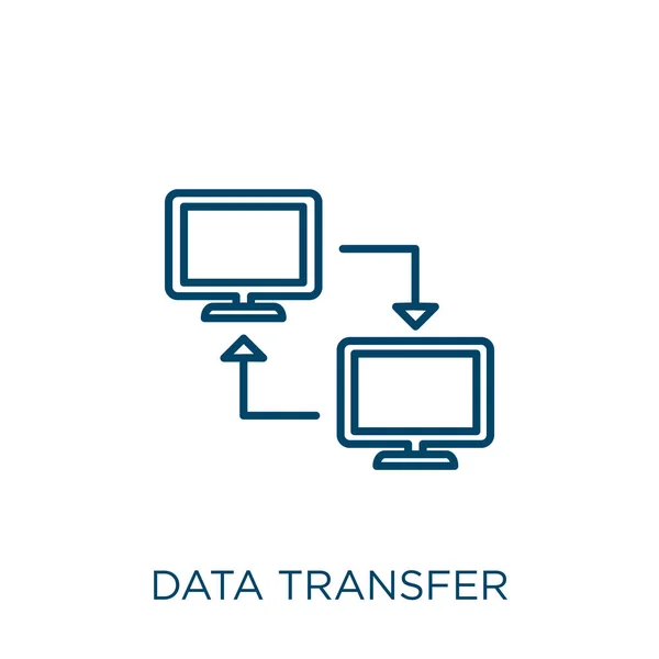 数据传输图标 在白色背景上孤立的细线性数据传输轮廓图标 线形矢量数据传输符号 网络和移动符号 — 图库矢量图片