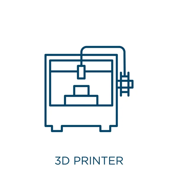 3D打印机图标 细线性3D打印机轮廓图标孤立在白色背景上 线向量3D打印机标志 网络和移动符号 — 图库矢量图片