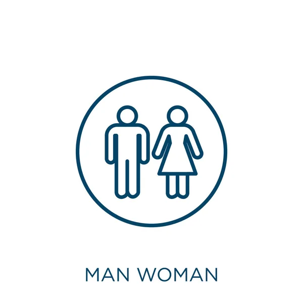 Ikona Męskiej Kobiety Cienki Liniowy Mężczyzna Kobieta Zarys Ikony Izolowane — Wektor stockowy