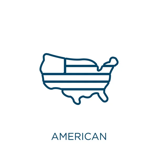 American Icon Thin Linear American Outline Icon Isolated White Background — Stock Vector