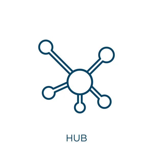 Nabensymbol Dünnes Lineares Umrisssymbol Auf Weißem Hintergrund Linienvektorhub Zeichen Symbol — Stockvektor