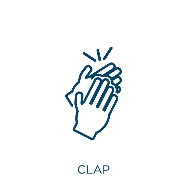 Clap Icon Thin Linear Clap Outline Icon Isolated White Background — Stock Vector