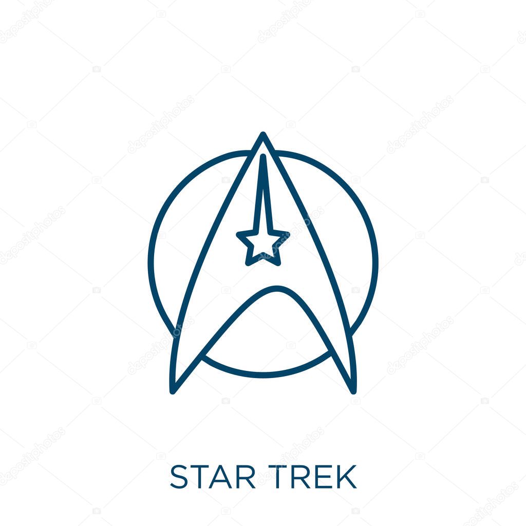 star trek icon. Thin linear star trek outline icon isolated on white background. Line vector star trek sign, symbol for web and mobile
