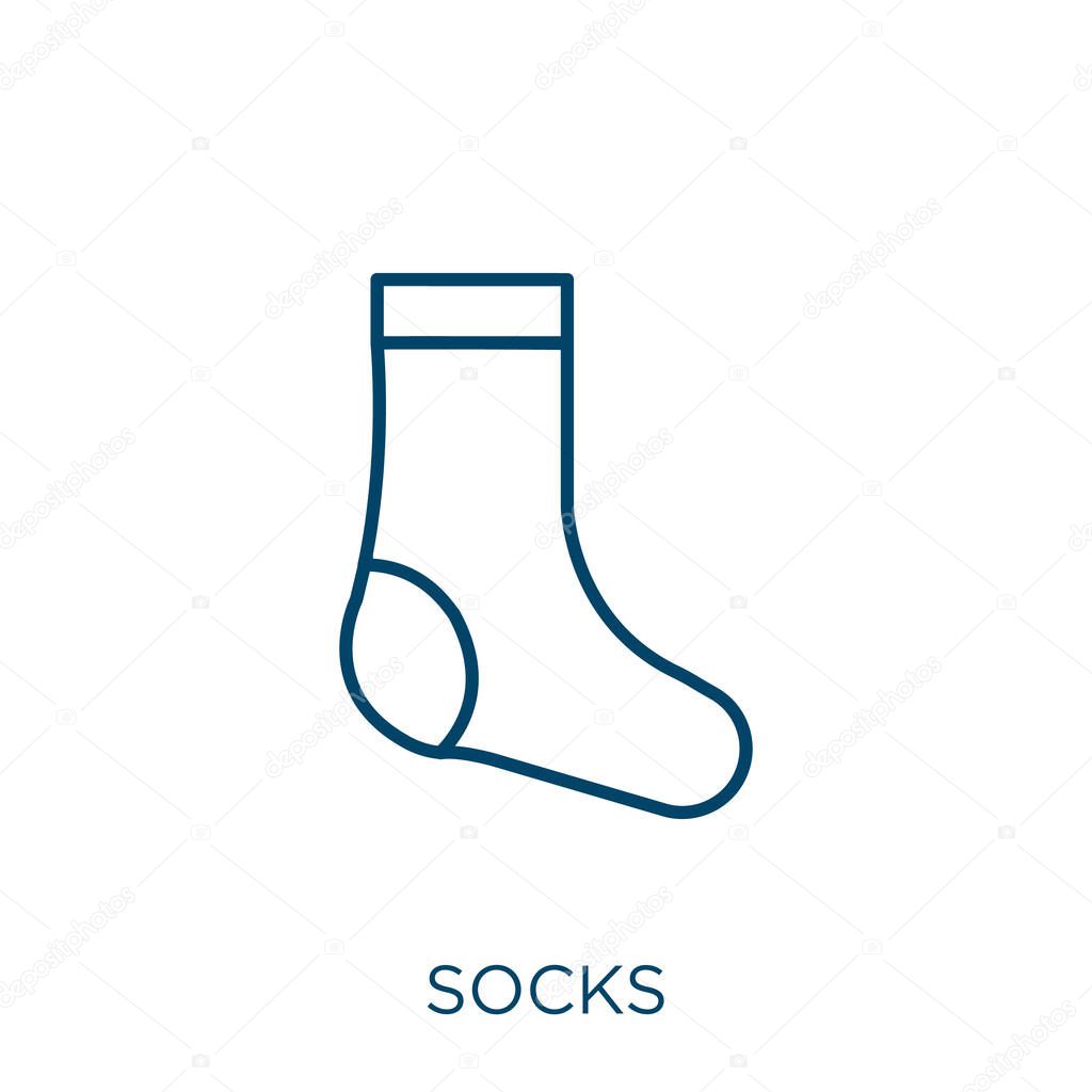 socks icon. Thin linear socks outline icon isolated on white background. Line vector socks sign, symbol for web and mobile