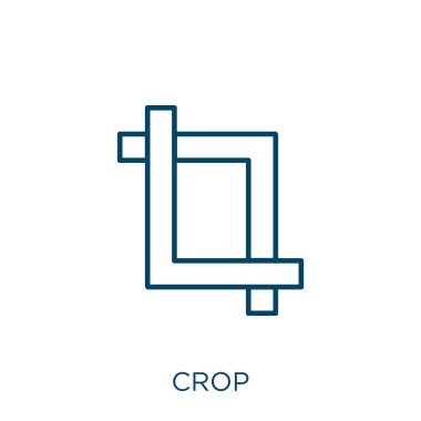 Ekin simgesi. Beyaz arkaplanda izole edilmiş ince doğrusal kırpım ana hatları simgesi. Çizgi vektör kırpma işareti, ağ ve mobil sembolü