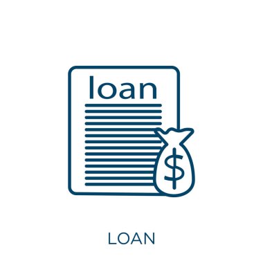 Kredi ikonu. Beyaz arkaplanda izole edilmiş ince doğrusal kredi ana hatları simgesi. Çizgi vektör kredisi işareti, ağ ve mobil sembolü