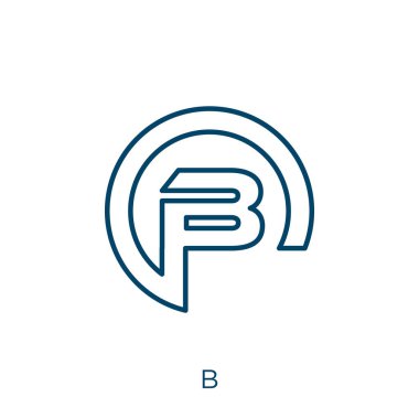 b simgesi. Beyaz arkaplanda ince doğrusal b dış hat simgesi izole edildi. Satır b işareti, ağ ve mobil sembolü