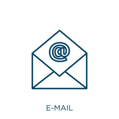 e-posta simgesi. Beyaz arkaplanda izole edilmiş ince doğrusal e-posta ana hatları simgesi. Satır vektör e-posta işareti, ağ ve mobil sembolü