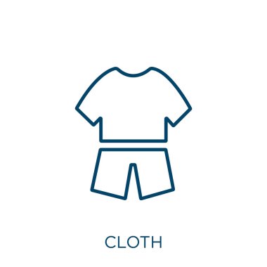 Kumaş simgesi. Beyaz arkaplanda izole edilmiş ince doğrusal kumaş dış hat simgesi. Çizgi vektör bez işareti, ağ ve mobil sembolü