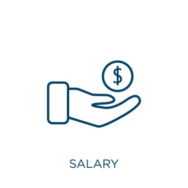 salary icon. Thin linear salary outline icon isolated on white background. Line vector salary sign, symbol for web and mobile