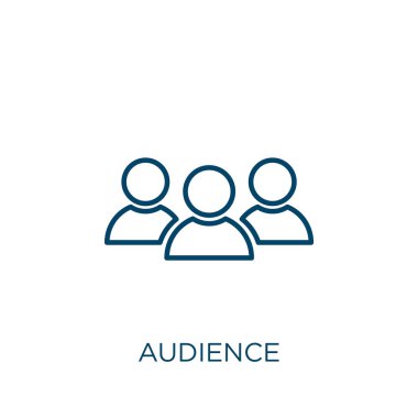 audience icon. Thin linear audience outline icon isolated on white background. Line vector audience sign, symbol for web and mobile