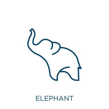 elephant icon. Thin linear elephant outline icon isolated on white background. Line vector elephant sign, symbol for web and mobile