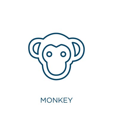 monkey icon. Thin linear monkey outline icon isolated on white background. Line vector monkey sign, symbol for web and mobile