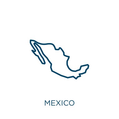 mexico icon. Thin linear mexico outline icon isolated on white background. Line vector mexico sign, symbol for web and mobile