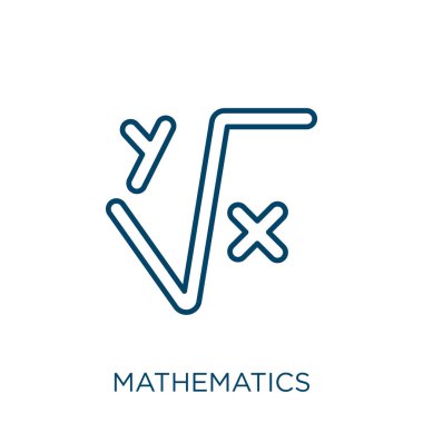 mathematics icon. Thin linear mathematics outline icon isolated on white background. Line vector mathematics sign, symbol for web and mobile