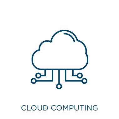 cloud computing icon. Thin linear cloud computing outline icon isolated on white background. Line vector cloud computing sign, symbol for web and mobile