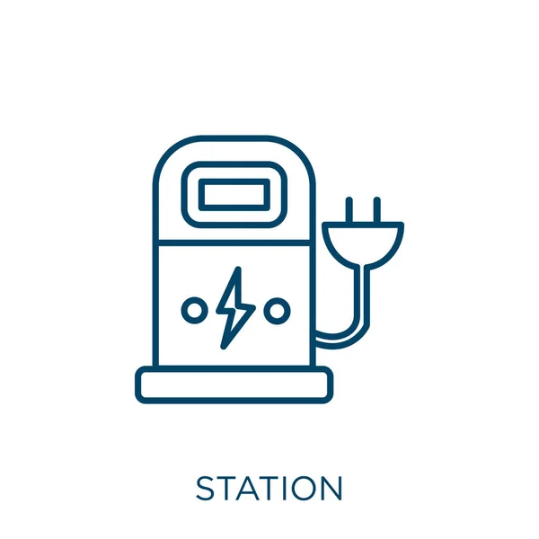 Ícone Estação Ícone Contorno Estação Linear Fino Isolado Fundo Branco — Vetor de Stock