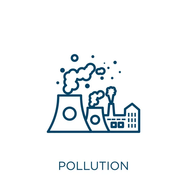 Pollution Icon Thin Linear Pollution Outline Icon Isolated White Background — Stock Vector