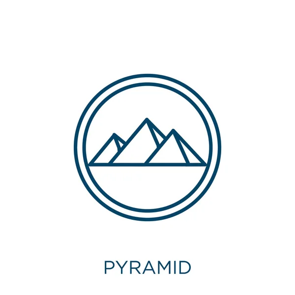 Pyramidikon Tunn Linjär Pyramid Kontur Ikon Isolerad Vit Bakgrund Linje — Stock vektor