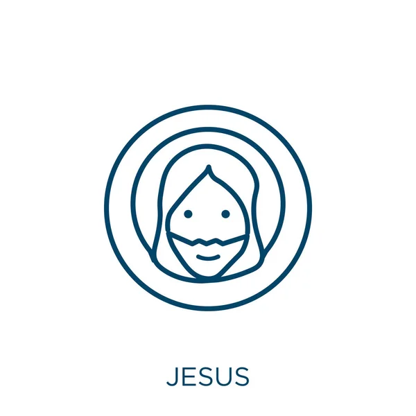Ícone Jesus Ícone Contorno Jesus Linear Fino Isolado Fundo Branco — Vetor de Stock