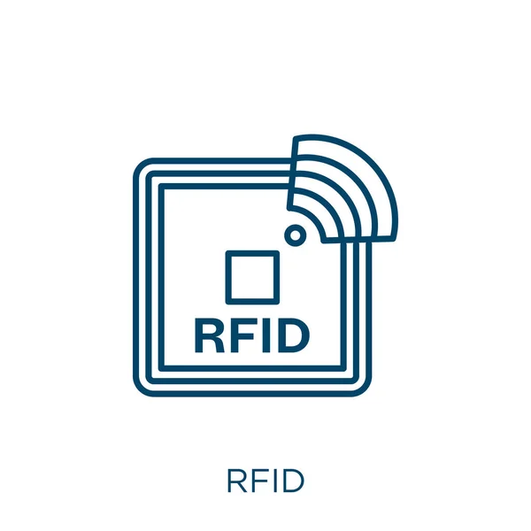 Значок Rfid Тонкий Линейный Значок Контура Rfid Изолирован Белом Фоне — стоковый вектор