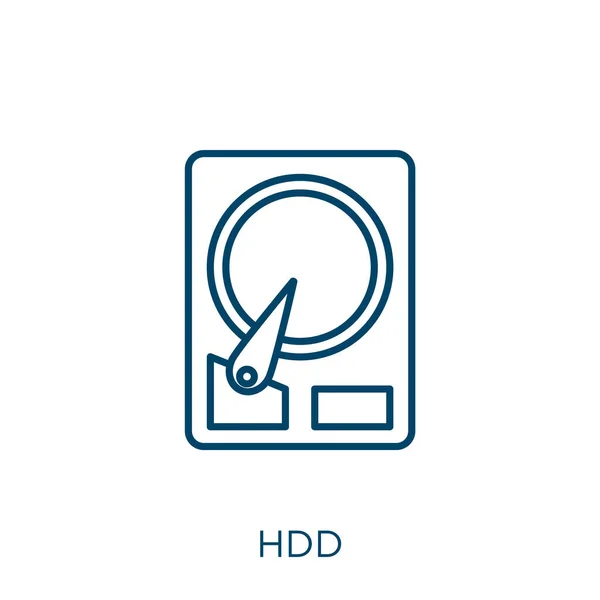 Иконка Hdd Тонкий Линейный Значок Контура Hdd Изолирован Белом Фоне — стоковый вектор