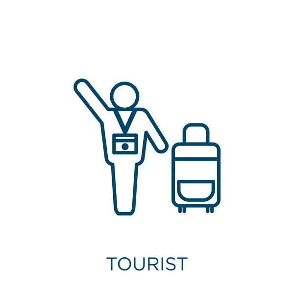 Tourist Icon Thin Linear Tourist Outline Icon Isolated White Background — Stock Vector