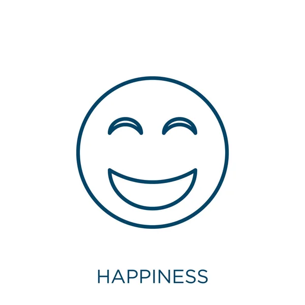 幸福のアイコン 白い背景に孤立した細い線状の幸福アウトラインアイコン ラインベクトルの幸福サイン ウェブとモバイル用のシンボル — ストックベクタ