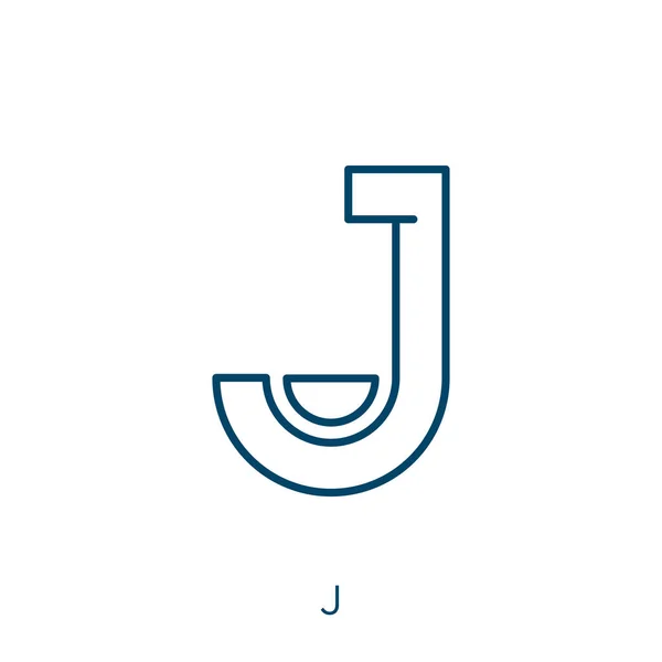 J图标 细线形J轮廓图标孤立在白色背景上 线向量J符号 网络和移动符号 — 图库矢量图片